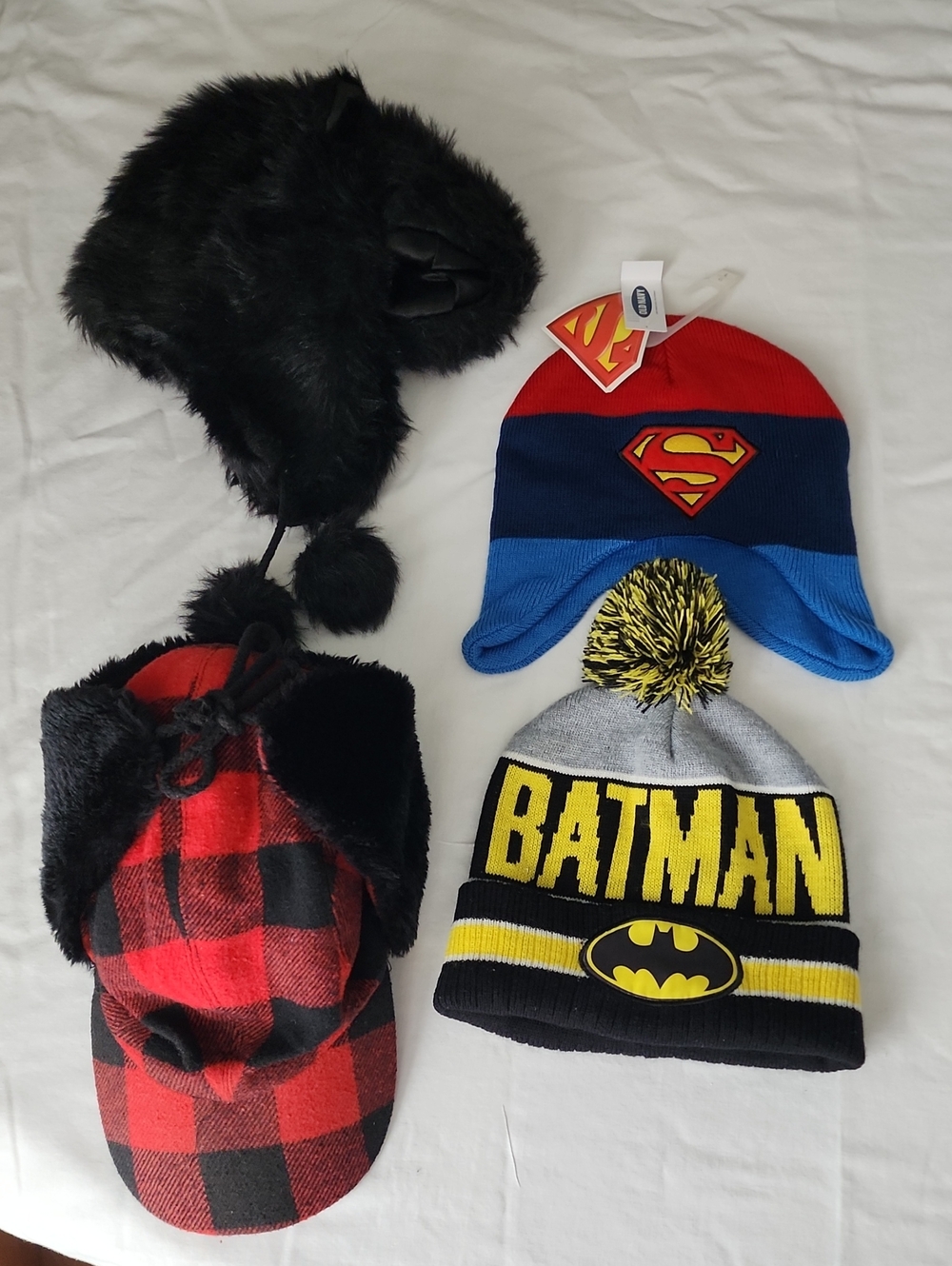 DC Comics Kids Superhero Beanie Pack — Blue, Red, Yellow, Black